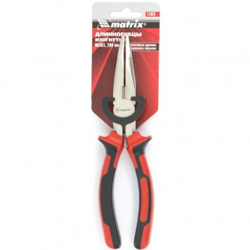 17424 | Длинногубцы изогнутые 200 мм, никелированные, двухкомпонентные рукоятки, MATRIX NICKEL-3
