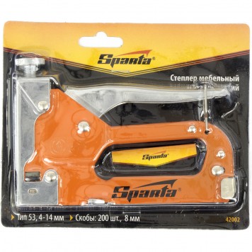 42002 | Степлер мебельный регулируемый, со скобами 200 шт, тип скобы 53, 6-14 мм, SPARTA-1