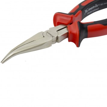 17420 | Длинногубцы изогнутые 160 мм, никелированные, двухкомпонентные рукоятки, MATRIX NICKEL-1