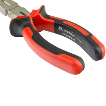 17420 | Длинногубцы изогнутые 160 мм, никелированные, двухкомпонентные рукоятки, MATRIX NICKEL-2