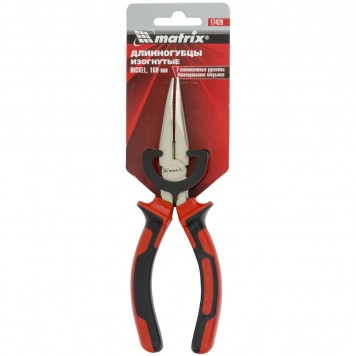 17420 | Длинногубцы изогнутые 160 мм, никелированные, двухкомпонентные рукоятки, MATRIX NICKEL-3