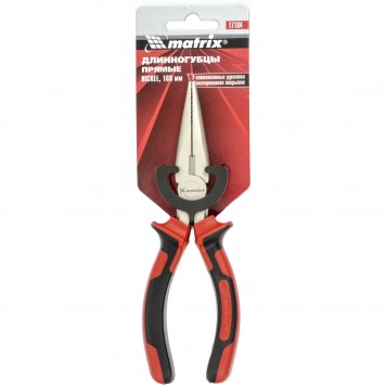 17164 | Длинногубцы прямые 160 мм, никелированные, двухкомпонентные рукоятки, MATRIX NICKEL-2