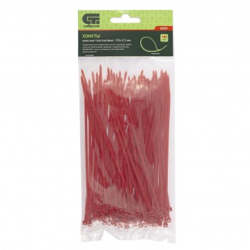 45501 | Хомуты, 150 x 2,5 мм, пластиковые, красные, 100 шт, СИБРТЕХ-0