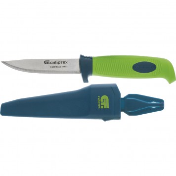 79015 | Нож универсальный с чехлом, обрезиненная рукоятка, 220 мм, лезвие 100 мм, СИБРТЕХ-0