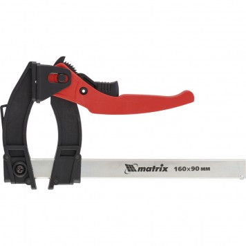20735 | Струбцина реечная быстрозажимная, пластиковый корпус рычажно-храповой механизм, 160 х 90 х 240 мм, штанга 5 х 20 мм, MATRIX-0