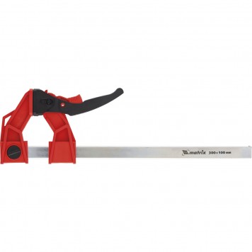 20728 | Струбцина реечная быстрозажимная, усиленная, пластиковый корпус рычажно-храповой механизм 300 х 100 х 456 мм, штанга 5 х 22 мм, MATRIX-0