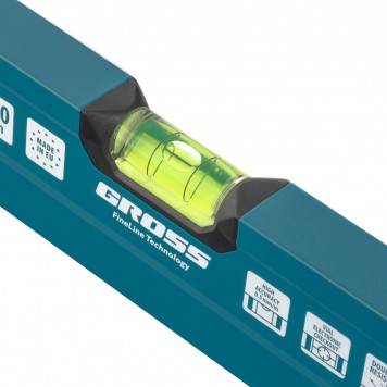 34440 | Уровень алюминиевый, 600 мм, фрезеровка, 3 глазка, Prazision, GROSS-1