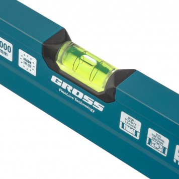 34443 | Уровень алюминиевый, 1200 мм, 2 рукоятки, фрезеровка, 3 глазка, Prazision, GROSS-1