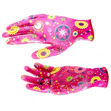 67746 | Перчатки садовые из полиэстера с нитрильным обливом, красные, M, PALISAD-0