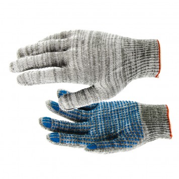 67815 | Перчатка х/б, ПВХ покрытие, "Точка", серый меланж, 10 класс Россия, РОССИЯ-0