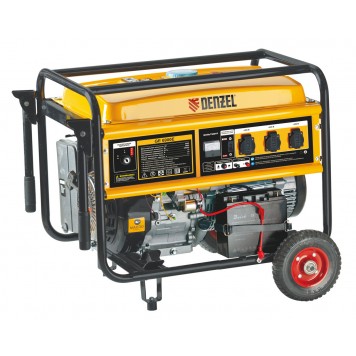 94686 | Генератор бензиновый GE 8900E, 8.5 кВт, 220 В/50 Гц, 25 л, электростартер, DENZEL-0