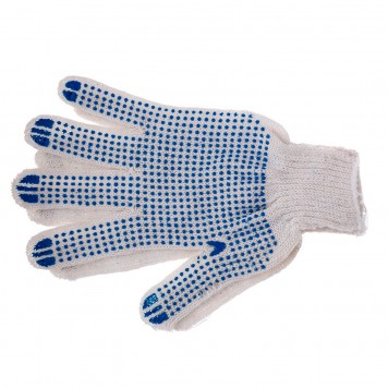 67718 | Перчатки х/б, ПВХ покрытие, "Точка", 5 пар в упаковке, 7 класс Россия, РОССИЯ-2