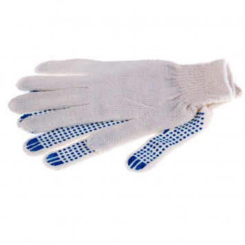 67718 | Перчатки х/б, ПВХ покрытие, "Точка", 5 пар в упаковке, 7 класс Россия, РОССИЯ-3