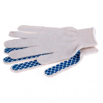 67812 | Перчатки х/б, ПВХ покрытие, шахматный облив, 5 пар в упаковке, 10 класс Россия, РОССИЯ-3