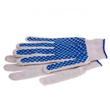 67713 | Перчатки х/б, ПВХ покрытие, Шахматный облив, 10 класс Россия, РОССИЯ-3