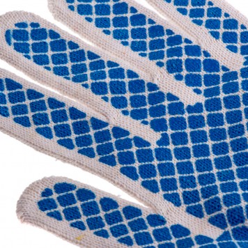 67713 | Перчатки х/б, ПВХ покрытие, Шахматный облив, 10 класс Россия, РОССИЯ-4