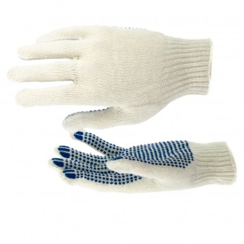 67717 | Перчатки х/б, ПВХ покрытие, "Точка", 6 пар в упаковке, 7 класс Россия, РОССИЯ-0