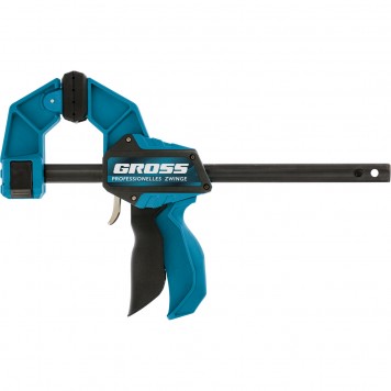 20700 | Струбцина реечная, быстрозажимная, пистолетного типа, пошаговый механизм, пластиковый корпус, 150 мм, GROSS-0