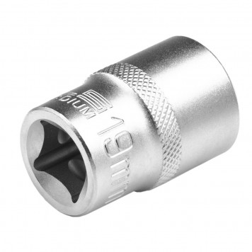 13665 | Головка торцевая, 19 мм, двенадцатигранная, CrV, под квадрат 1/2, хромированная, STELS-2