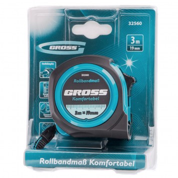 32560 | Рулетка 3 м х 19 мм, обрезиненный корпус, GROSS KOMFORTABEL-3