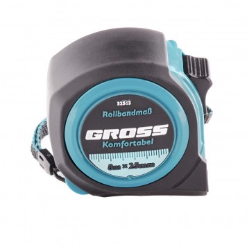 32563 | Рулетка 8 м х 25 мм, обрезиненный корпус, GROSS KOMFORTABEL-1