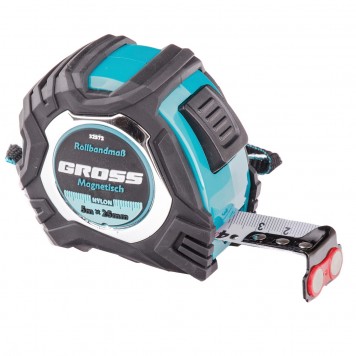 32572 | Рулетка 5 м х 25 мм, обрезиненный корпус, автоматическая фиксация, Нейлоновое покрытиеытие, зацеп с магнитом, GROSS MAGNETISCH-0