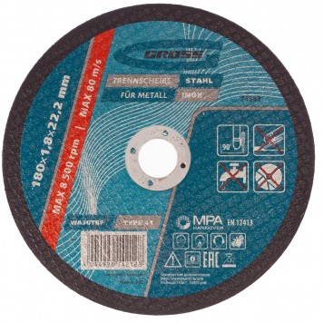 74383 | Круг отрезной по металлу, 180 х 1,8 х 22,2 мм, GROSS-0