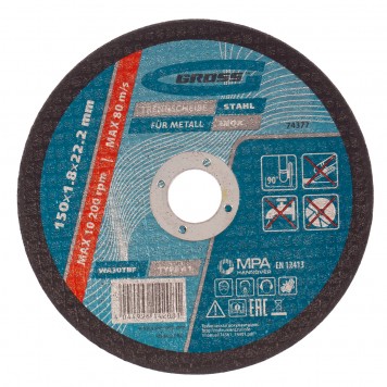 74377 | Круг отрезной по металлу, 150 х 1,8 х 22.2 мм, GROSS-0