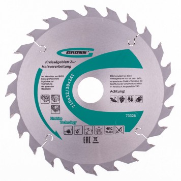 73326 | Пильный диск по дереву 210 x 32/30 x 24Т, GROSS-0