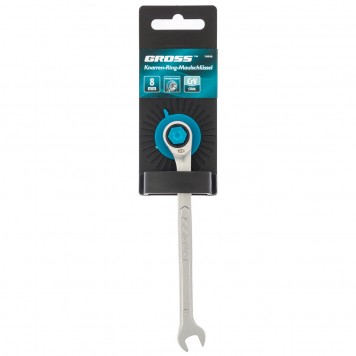 14846 | Ключ комбинированный трещоточный, 8 мм, количество зубьев 100, GROSS-3