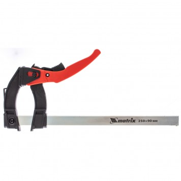 20737 | Струбцина реечная быстрозажимная, пластиковый корпус рычажно-храповой механизм, 250 х 90 х 340 мм, штанга 5 х 20 мм, MATRIX-0