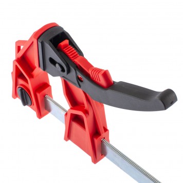 20725 | Струбцина реечная быстрозажимная, усиленная, пластиковый корпус рычажно-храповой механизм, 150 х 100 х 306 мм, штанга 5 х 22 мм, MATRIX-3