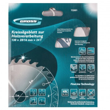 73301 | Пильный диск по дереву 130 x 20/16 x 24Т, GROSS-1