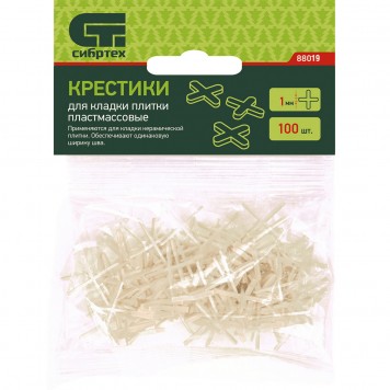 88019 | Крестики 1 мм, для кладки плитки, 100 шт, СИБРТЕХ-2