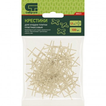 88023 | Крестики 1,5 мм, для кладки плитки, 100 шт, СИБРТЕХ-2
