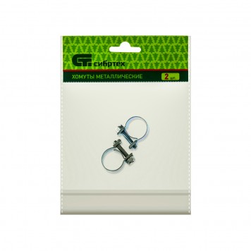 47505 | Хомуты металлические 14-16 мм, ширина 9 мм, винтовой, W1, 2 шт, СИБРТЕХ MINI-1