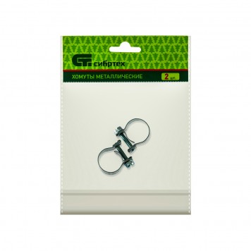 47506 | Хомуты металлические 16-18 мм, ширина 9 мм, винтовой, W1, 2 шт, СИБРТЕХ MINI-1