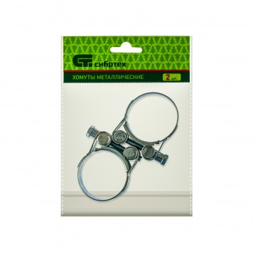 47525 | Хомуты металлические, силовые 40-43 мм, ширина 20 мм, шарнирный, W1, 2 шт, СИБРТЕХ-1