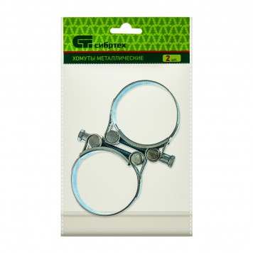 47541 | Хомуты металлические, силовые 52-55 мм, ширина 22 мм, шарнирный, W1, 2 шт, СИБРТЕХ-1