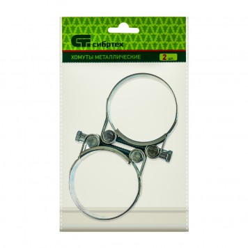 47543 | Хомуты металлические, силовые 56-59 мм, ширина 22 мм, шарнирный, W1, 2 шт, СИБРТЕХ-1