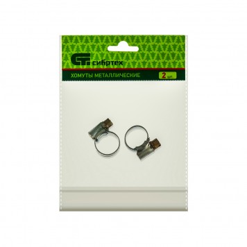 47664 | Хомуты металлические, червячные 10-16 мм, ширина 10 мм, английский тип, W1, 2 шт, СИБРТЕХ-1