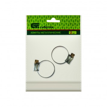 47667 | Хомуты металлические, червячные 19-29 мм, ширина 12 мм, английский тип, W1, 2 шт, СИБРТЕХ-1