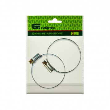 47671 | Хомуты металлические, червячные 51-70 мм, ширина 12 мм, английский тип, W1, 2 шт, СИБРТЕХ-1