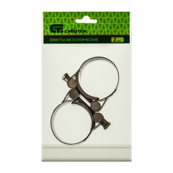 475393 | Хомуты металлические, силовые 48-51 мм, ширина 22 мм, шарнирный, W4, 2 шт, СИБРТЕХ-1