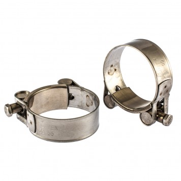 475413 | Хомуты металлические, силовые 52-55 мм, ширина 22 мм, шарнирный, W4, 2 шт, СИБРТЕХ-0