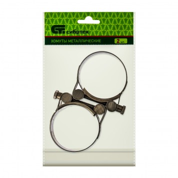 475413 | Хомуты металлические, силовые 52-55 мм, ширина 22 мм, шарнирный, W4, 2 шт, СИБРТЕХ-1