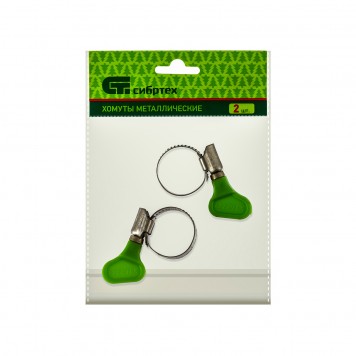 476503 | Хомуты металлические, червячные 16-25 мм, ширина 12 мм, W4, с ключом, 2 шт, СИБРТЕХ-1