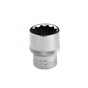 13668 | Головка торцевая, 22 мм, двенадцатигранная, CrV, под квадрат 1/2, хромированная, STELS-1