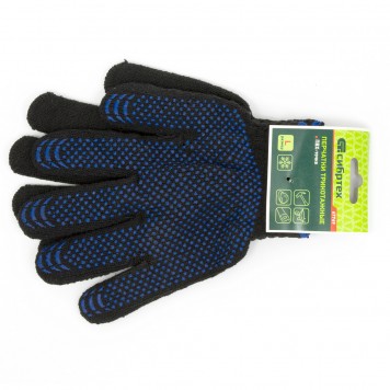 67769 | Перчатки хлопкоэфирные плюшевые, ПВХ "точка", 7 кл, 55 гр, СИБРТЕХ-1