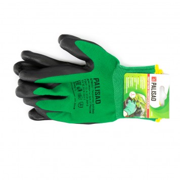 67865 | Перчатки полиэфирные с черным нитрильным покрытием маслобензостойкие, L, 15 класс вязки, PALISAD-1